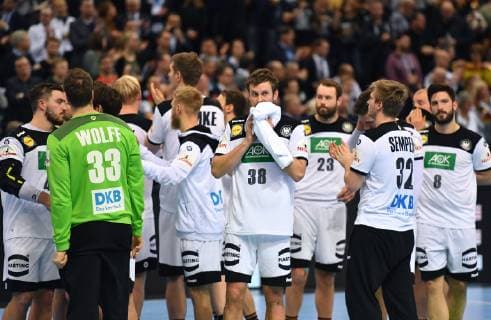 The German team disappoints after the game Jannik Kohlbacher Germany Andreas Wolff TW Germany Matthias Musche Germany Fabian Böhm Germany Steffen Fäth Germany Franz Semper Germany Tim Suton Germany Germany Norway Germany Norway IHF Handball World Championship 2019 Handball World Championship 2019 Men Men Men Men Handball Germany Germany Semifinal Game 1 half final Hamburg 25 1 2019