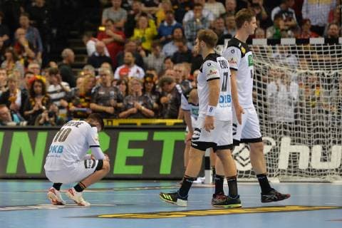 Handball Men World Championship 2019 in Germany and Denmark 2 Semifinals Germany Norway Disappointment after final whistle Fabian Wiede Nr 10 Germany Steffen Weinhold Nr 17 Germany Finn Lemke Nr 6 Germany 25 01 19 Copyright: xMichaelxHundtx xMatthiasxKochx