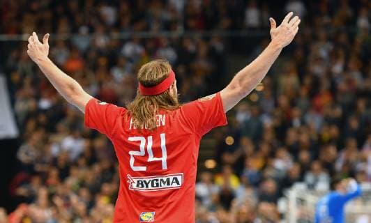 Mikkel Hansen Denmark cheers after a goal Denmark France Denmark France Germany Serbia IHF Handball World Championship 2019 Hanball World Championship 2019 Men Men Men Men Handball Germany Germany Germany Semifinals Game 1 half final Hamburg 25 1 2019