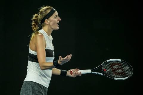 MELBOURNE, AUSTRALIA - JANUARY 26 : Petra Kvitova of Êthe Czech Republic shows her frustration during the final on day 13 of the Australian Open on January 26 2019, at Melbourne Park in Melbourne, Australia.(Photo by Jason Heidrich Icon Sportswire) TENNIS: JAN 26 Australian Open Icon19012619313 EDITORIAL USE ONLY