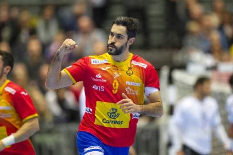 Raul Entrerrios Rodriguez 9 of Spain during the men s IHF Handball World Championship placement match 7 8 between Spain and Egypt in Herning Denmark Saturday Jan 26 2019 Herning Denmark,  Copyright: BoxAmstrup BoxAmstrupx COP105 spdk20190126-181539-L