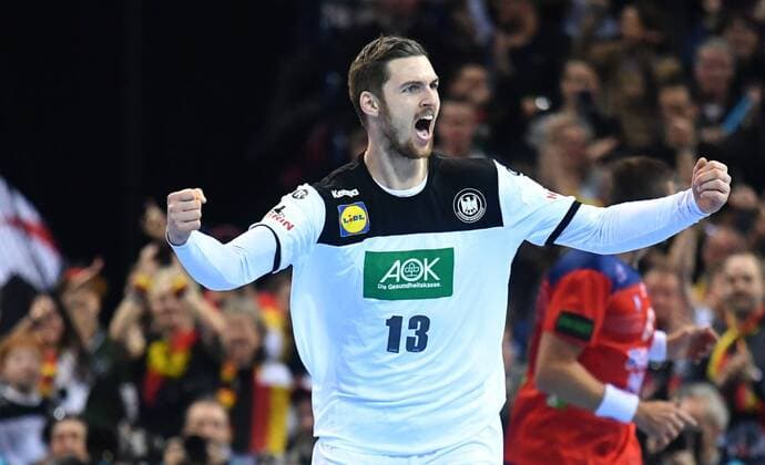 Hendrik Pekeler Germany celebrates goal Germany Norway Norway IHF Handball World Championship 2019 Handball World Championship 2019 Men Men Men Men Handball Germany Germany Germany semi-final match 1 half final Hamburg 25 1 2019