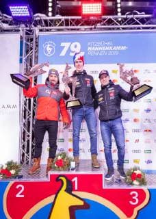 AUT FIS World Cup Ski Alpin Kitzbühel 26 01 2019 Streif Kitzbühel AUT FIS World Cup Ski Alpin Slalom Men Award Ceremony v l Marcel Hirscher AUT 2 Place Clement Noel FRA 1 Place Alexis Pinturault FRA 3 Place f l second placed Marcel Hirscher of Austria winner Clement Noel of France third placed Alexis Pinturault of France during the winner Ceremony for the men s Slalom of FIS Ski Alpine World Cup at the Streif in Kitzbühel Austria on 2019 01 26 Kitzbuehel Tirol Austria Streif Kein Release verfügbar