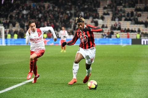 07 ALLAN SAINT MAXIMIN (NICE) - 29 SOFIANE ALAKOUCH (NIM) FOOTBALL : Nice vs Nimes - Ligue 1 Conforama - 26 01 2019 FEP Panoramic 