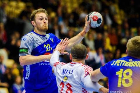 190126 Albin Lagergren of Sweden during the IHF World Handball Championship placement match between Croatia and Sweden on January 26 2019 in Herning Photo Ludvig Thunman BILDBYR u0081N kod LT 35586,  Copyright: LUDVIGxTHUNMAN BB190126LT035