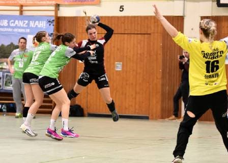 Sabine Eisenacher Gedern Nidda left Kirsten Schindler Gedern Nidda middle Petra Nagy Zwickau right Handball 2 League Gedern Nidda vs Zwickau Nidda Copyright: xEIBNER Lehmbergx EP_eer
