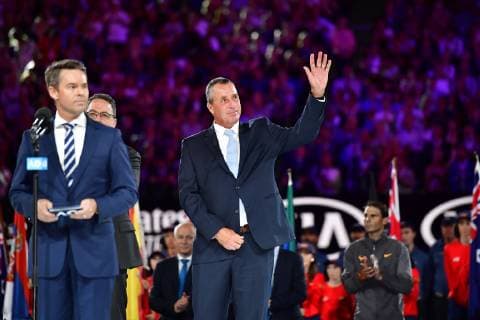 Australian Open - Novak Djokovic - Serbie gagne l Australian Open en battant Rafael Nadal - Espagne - Ivan Lendl - Republique Tcheque TENNIS : Australian Open - Melbourne - 27 01 2019 chryslenecaillaud panoramic 