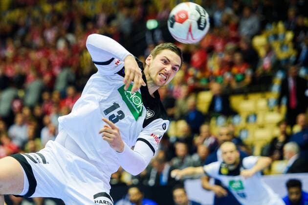 190127 Hendrik Pekeler of Germany during the IHF World Handball Championship bronze medal game between Germany and France on January 27 2019 in Herning Photo Ludvig Thunman BILDBYR u0081N kod LT 35587,  Copyright: LUDVIGxTHUNMAN BB190127LT001