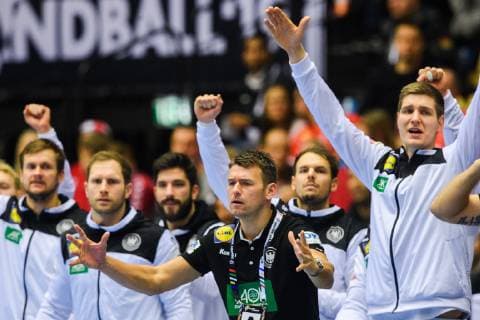 190127 Christian Prokop head coach of Germany celebrates during the IHF World Handball Championship bronze medal game between Germany and France on January 27 2019 in Herning Photo Ludvig Thunman BILDBYR u0081N kod LT 35587,  Copyright: LUDVIGxTHUNMAN BB190127LT006