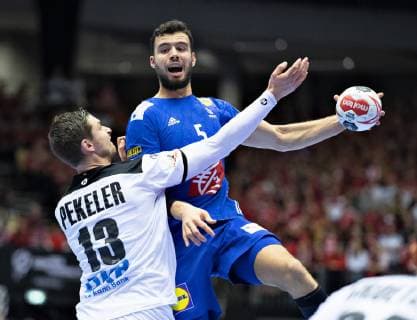 Nedim Remli of France against Hendrik Pekeler of Germany during the men s IHF Handball World Championship bronze medal match between Germany and France in Herning Denmark Sunday Jan 27 2019 Herning Jylland Denmark,  Copyright: HenningxBagger HenningxBaggerx COP101 spdk20190127-144512-L