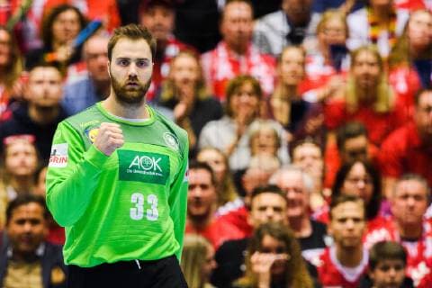 190127 goalkeeper Andreas Wolff of Germany celebrates during the IHF World Handball Championship bronze medal game between Germany and France on January 27 2019 in Herning Photo Ludvig Thunman BILDBYR u0081N kod LT 35587,  Copyright: LUDVIGxTHUNMAN BB190127LT009