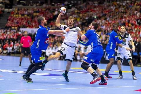 Fabian Boehm Nr 38 Germany vs. Luka Karabatic Nr 22 France and Ludovic Fabregas Nr 23 France Germany vs France Match for 3rd place Handball IHF Handball World Championship 27 01 19 Herning Denmark Jyske Bank Boxing Copyright: xAgentur54Gradx xFelixxKoenigx
