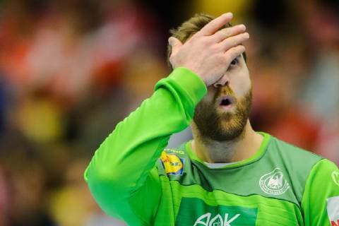 190127 Goalkeeper Andreas Wolff of Germany looks dejected during the IHF World Handball Championship bronze medal game between Germany and France on January 27 2019 in Herning Photo Ludvig Thunman BILDBYR u0081N kod LT 35587,  Copyright: LUDVIGxTHUNMAN BB190127LT031