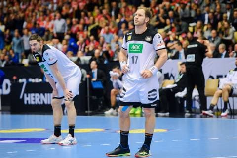 190127 Steffen Weinhold and Hendrik Pekeler of Germany looks dejected during the IHF World Handball Championship bronze medal game between Germany and France on January 27 2019 in Herning Photo Ludvig Thunman BILDBYR u0081N kod LT 35587,  Copyright: LUDVIGxTHUNMAN BB190127LT040