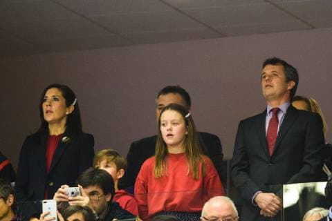 190127 Crown Prinsess Mary and Crown Prins Frederik of Denmark in the stands ahead of the IHF World Handball Championship final between Norway and Denmark on January 27 2019 in Herning Photo Ludvig Thunman BILDBYR u0081N kod LT 35588,  Copyright: LUDVIGxTHUNMAN BB190127LT071