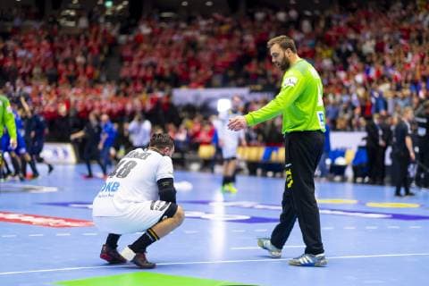 Jannik Kohlbacher No 48 Germany and goalkeeper Andreas Wolff No 33 Germany are depressed depressed disappointed Germany vs. France Match for 3rd place Handball IHF Handball World Championship 27 01 19 Herning Denmark Jyske Bank Boxing Copyright: xAgentur54Gradx xFelixxKoenigx
