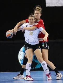 BAU Ludwigsburg Handball SG BBM Bietigheim vs Team Esbjerg from front Anna Loerper BBM Marit Malm Frafjord Esbjerg