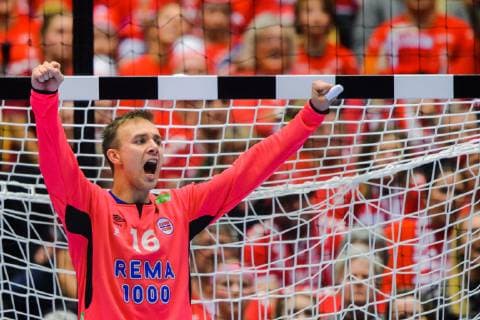 190127 Goalkeeper Espen Christensen of Norway celebrates during the IHF World Handball Championship final between Norway and Denmark on January 27 2019 in Herning Photo Ludvig Thunman BILDBYR u0081N kod LT 35588,  Copyright: LUDVIGxTHUNMAN BB190127LT089