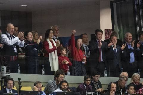 The Danish royal family and Prime Minister Lars Loekke Rasmussen during the men s IHF Handball World Championship final match between Norway and Denmark in Herning Denmark on Sunday Jan 27 2019 Herning Denmark,  Copyright: BoxAmstrup BoxAmstrupx cop108 spdk20190127-182540-L