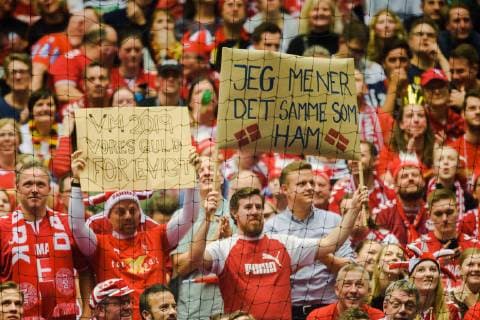 190127 Supports of Denmark during the IHF World Handball Championship final between Norway and Denmark on January 27 2019 in Herning Photo Ludvig Thunman BILDBYR u0081N kod LT 35588,  Copyright: LUDVIGxTHUNMAN BB190127LT111