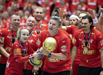 Coach Nikolaj Jacobsen of Denmark with the trophy and gold medal after the men s IHF Handball World Championship gold medal match between Denmark and Norway in Herning Denmark Sunday Jan 27 2019 Herning Jylland Denmark,  Copyright: HenningxBagger HenningxBaggerx COP102 spdk20190127-195302-L