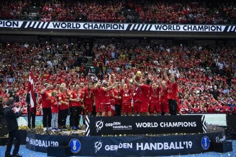 Denmark celebrate the gold after the men s IHF Handball World Championship final match between Denmark and Norway in Herning Denmark on Sunday Jan 27 2019 Herning Denmark,  Copyright: BoxAmstrup BoxAmstrupx COP102 spdk20190127-195655-L