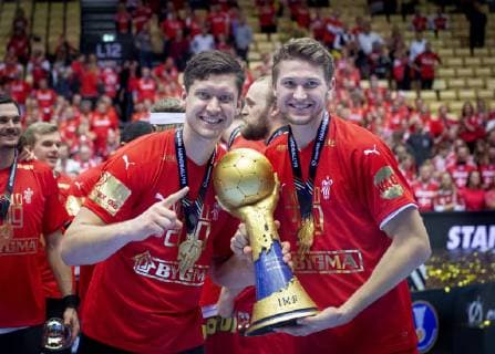 Niklas Landin and Magnus Landin of Denmark after the mens IHF Handball World Championship final between Denmark Norway in Herning Denmark on Sunday Jan 27 2019 Herning Denmark,  Copyright: Scanpix LiselottexSabroex COP102 spdk20190127-200345-L