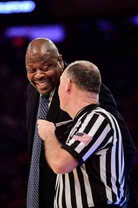 January 27, 2019 - New York, New York, U.S - Georgetown Hoyas head coach PATRICK EWING talks with referee during the first half against the St. John s Red Storm at Madison Square Garden. NCAA College League USA Men s Basketball: St. John s Red Storm at Georgetown Hoyas - ZUMAw170 20190127_zsp_w170_012 Copyright: xTerrancexWilliamsx