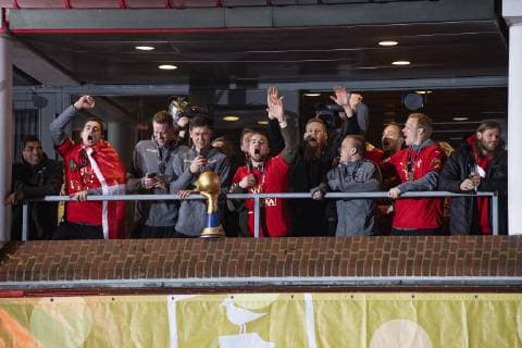 The danish team is celebrated at Herning Kongrescenter after the men s IHF Handball World Championship final match between Norway and Denmark in Herning Denmark on Sunday Jan 27 2019 Herning Denmark,  Copyright: BoxAmstrup BoxAmstrupx COP110 spdk20190127-231016-L