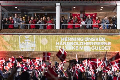 The danish team is celebrated at Herning Kongrescenter after the men s IHF Handball World Championship final match between Norway and Denmark in Herning Denmark on Sunday Jan 27 2019 Herning Denmark,  Copyright: BoxAmstrup BoxAmstrupx COP110 spdk20190127-231425-L
