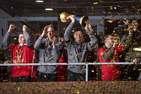 The danish team is celebrated at Herning Kongrescenter after the men s IHF Handball World Championship final match between Norway and Denmark in Herning Denmark on Sunday Jan 27 2019 Herning Denmark,  Copyright: BoxAmstrup BoxAmstrupx COP110 spdk20190127-231737-L