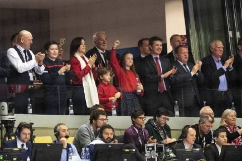 The Danish royal family and Prime Minister Lars Loekke Rasmussen during the men s IHF Handball World Championship final match between Norway and Denmark in Herning Denmark on Sunday Jan 27 2019 Herning Denmark,  Copyright: BoxAmstrup BoxAmstrupx COP102 spdk20190128-003800-L