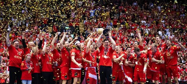 Niklas Landin of Denmark with the trophy and gold medal after the men s IHF Handball World Championship final match between Denmark and Norway in Herning Denmark on Sunday Jan 27 2019 Herning Denmark,  Copyright: BoxAmstrup BoxAmstrupx COP102 spdk20190128-003928-L