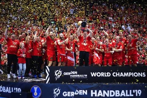 Niklas Landin of Denmark with the trophy and gold medal after the men s IHF Handball World Championship final match between Denmark and Norway in Herning Denmark on Sunday Jan 27 2019 Herning Denmark,  Copyright: BoxAmstrup BoxAmstrupx COP102 spdk20190128-003947-L