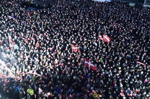 The Danish mens team that Sunday won gold in the World Cup in handball is hailed at Koebenhavns Raadhusplads Monday 28 January 2019 The handball champions are hailed from ball,  Copyright: MadsxClausxRasmussenx COP107 spdk20190128-175558-L
