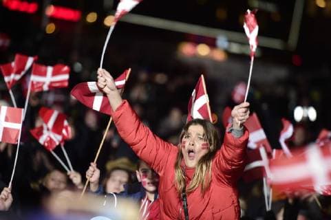 The Danish mens team that Sunday won gold in the World Cup in handball is hailed at Koebenhavns Raadhusplads Monday 28 January 2019 The handball champions are hailed from ball,  Copyright: MadsxClausxRasmussenx COP107 spdk20190128-181734-L