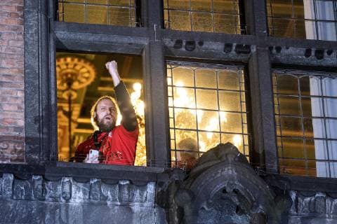 The Danish mens team who won gold in the World Cup in handball is hailed at Koebenhavns Raadhusplads Monday 28 January 2019 Copenhagen,  Copyright: BAX BaxxLindhardtx COP107 spdk20190128-183040-L