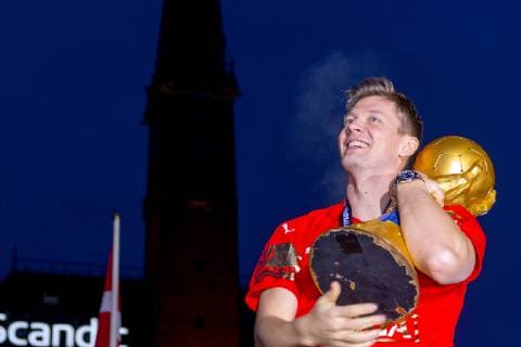 The Danish mens team who won gold in the World Cup in handball is hailed at Koebenhavns Raadhusplads Monday 28 January 2019 Copenhagen,  Copyright: BAX BaxxLindhardtx COP107 spdk20190128-185529-L