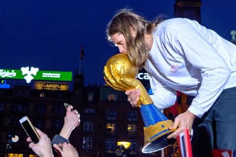 The Danish mens team who won gold in the World Cup in handball is hailed at Koebenhavns Raadhusplads Monday 28 January 2019 Copenhagen,  Copyright: BAX BaxxLindhardtx COP107 spdk20190128-190237-L