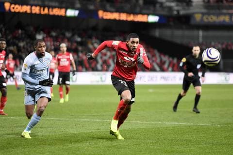 23 RONNY RODELIN (EAG) - 19 DJIBRIL SIDIBE (MONA) FOOTBALL : Guingamp vs Monaco - Coupe de la Ligue BKT - 29 01 2019 AnthonyBIBARD FEP Panoramic 