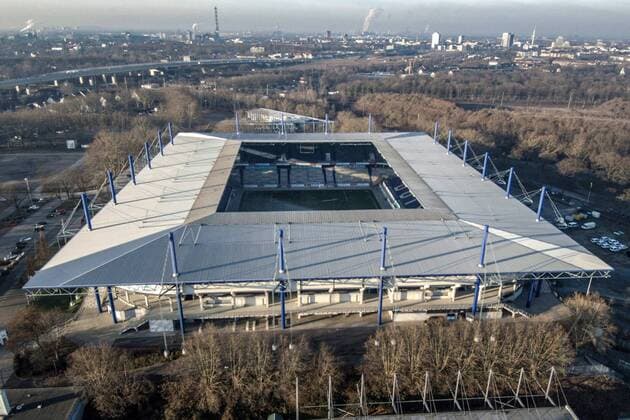 View from above of the Schauinsland Reisen Arena at Schauinsland Reisen Arena THEMENBILD Sports venues from above 21 01 2019 Schauinsland Reisen Arena THEMENBILD Sports venues from above 21 01 2019 Duisburg Copyright: xEIBNER MarioxHommesx EP_MHS