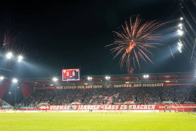 30 01 2018 Football GER Season 2018 2019 2 Bundesliga 19 Matchday SSV Jahn Regensburg SC Paderborn 07 Choreography of the Jahn fans on the Hans Jakob Tribune before the game DFL REGULATIONS PROHIBIT ANY USE OF PHOTOGRAPHS AS IMAGE SEQUENCES AND OR QUASI VIDEO