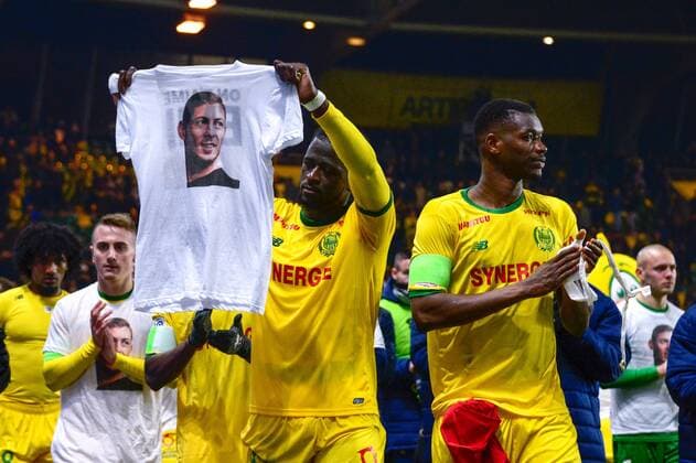Sport Themen der Woche KW05 Sport Bilder des Tages Ambiance - Hommage a Emiliano Sala - KOLO MUANI Randal ( Nantes ) FOOTBALL : FC Nantes vs AS Saint Etienne - Ligue 1 - Nantes - 30 01 2019 FedericoPestellini Panoramic 