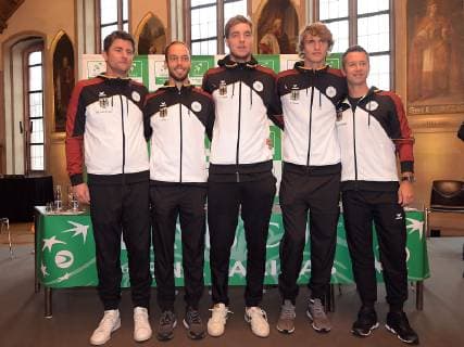 31 01 2019 xjhx Tennis Davis Cup draw Germany Hungary emspor v l team captain Michael Kohlmann DTB Tim Puetz DTB Jan Lennard Struff DTB Alexander Zverev DTB Philipp Kohlschreiber DTB Frankfurt am Main