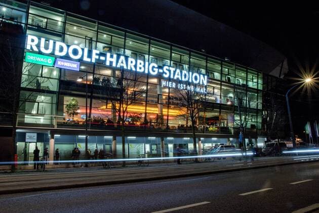 Long exposure in the evening for the home match against Bielefeld 30 01 2019 Dresden Football GER 2 Bundesliga 2 BL 19 Matchday Season 2018 2019 Rudolf Harbig Stadium SG Dynamo Dresden