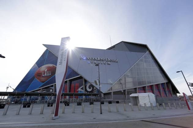 Preparations continue at Mercedes-Benz Stadium 5 days before Super Bowl LIII on January 30, 2019 in Atlanta. The Los Angeles Rams will play the New England Patriots in Super Bowl LIII at Mercedes-Benz Stadium on Sunday, February 3.  SBP20190130803 JOHNxANGELILLO