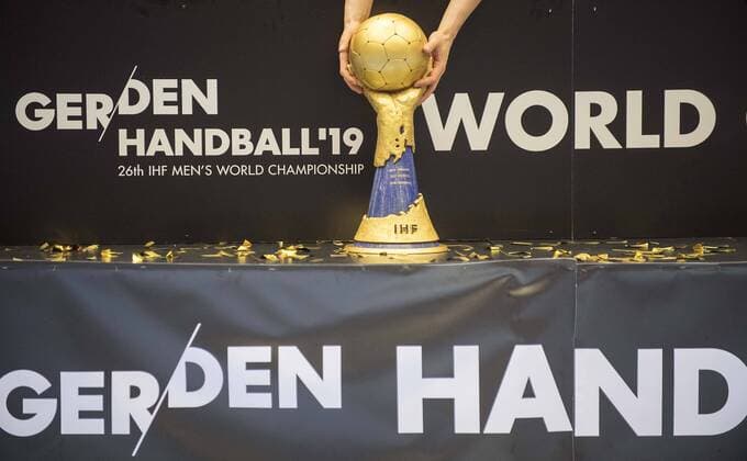 Award ceremony World Cup in front of Logo Bande Finale Norway NOR Denmark DEN 22 3 on 27 01 2019 in Herning Denmark Handball World Championship 2019 from 10 01 27 01 2019 in Germany Denmark