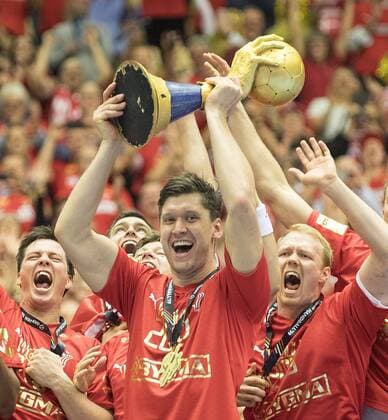 Award ceremony Jubel Goalkeeper Niklas LANDIN DEN with the Cup Final Norway NOR Denmark DEN 22 3 on 27 01 2019 in Herning Denmark Handball World Championship 2019 from 10 01 27 01 2019 in Germany Denmark