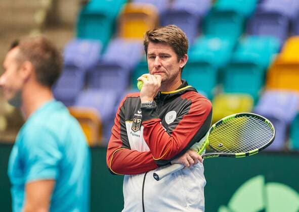 Michael Kohlmann, Davis Cup Team captain, half-size, portrait, in a training, practice session before the match GERMANY - HUNGARY Qualifiers Round Mens Tennis Davis Cup in Frankfurt, Germany, February 01, 2019 Season 2018 2019, Photographer: Peter Schatz
