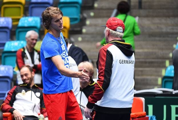 01 02 2019 xjhx Tennis Davis Cup Germany Hungary emspor v l Alexander Zverev DTB Boris Becker Head of Mens Tennis DTB Frankfurt am Main